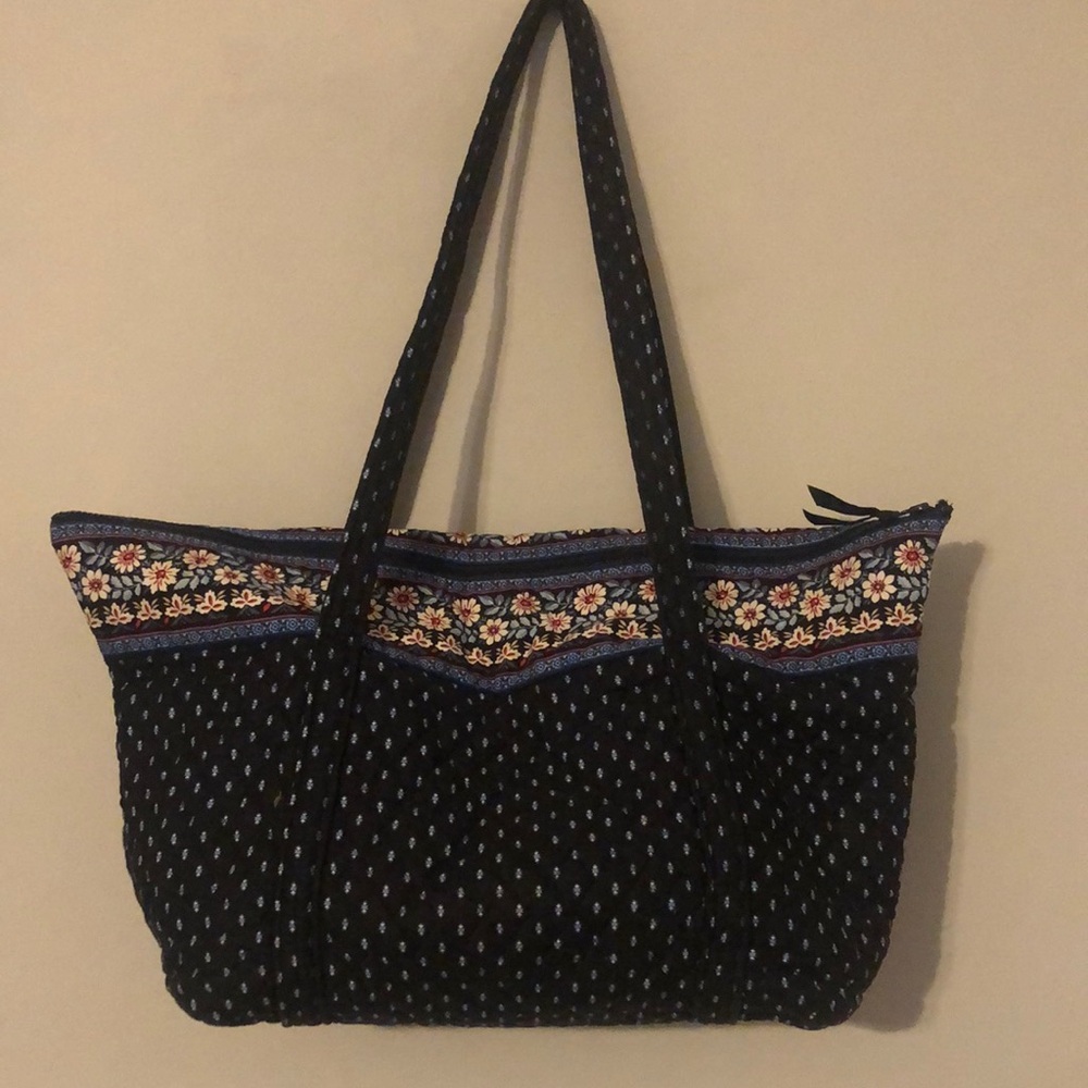 Vera Bradley Purse: Black Flowered Tote Bag